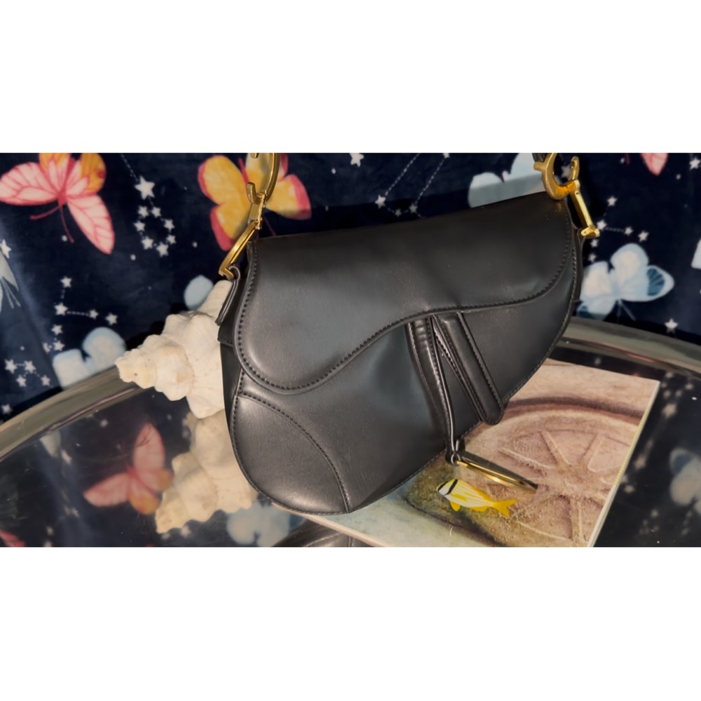 Dior Black Leather Saddle Bag